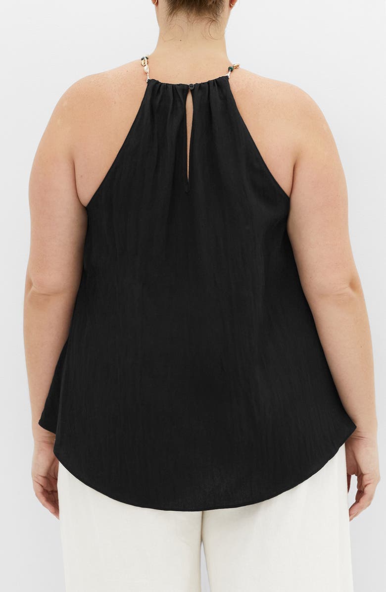 City Chic Island Beaded Halter Neck Top, Alternate, color, Black
