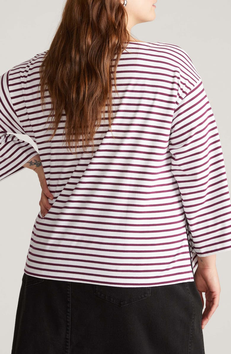Universal Standard Montauk Breton Stripe Top, Alternate, color, White/ Gamay