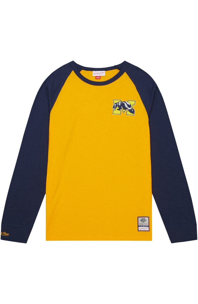 Mitchell & Ness Men's Mitchell & Ness Maize Michigan Wolverines Legendary Slub Raglan Long Sleeve T-Shirt, Alternate, color, Maize