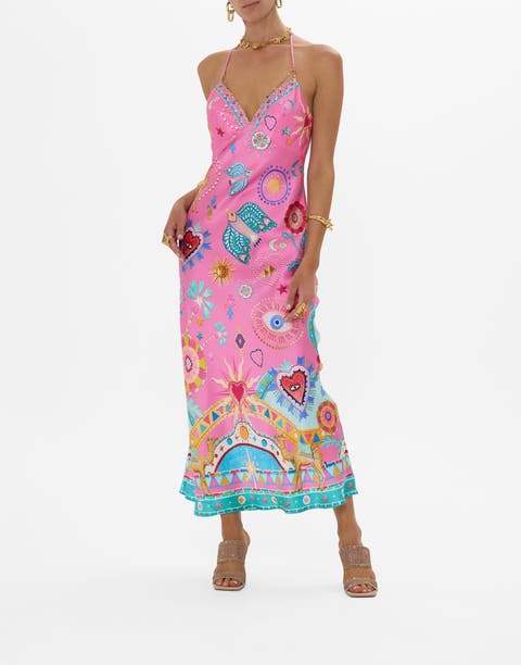 CHAIN DETAIL SLIP DRESS RAINBOW ROADS