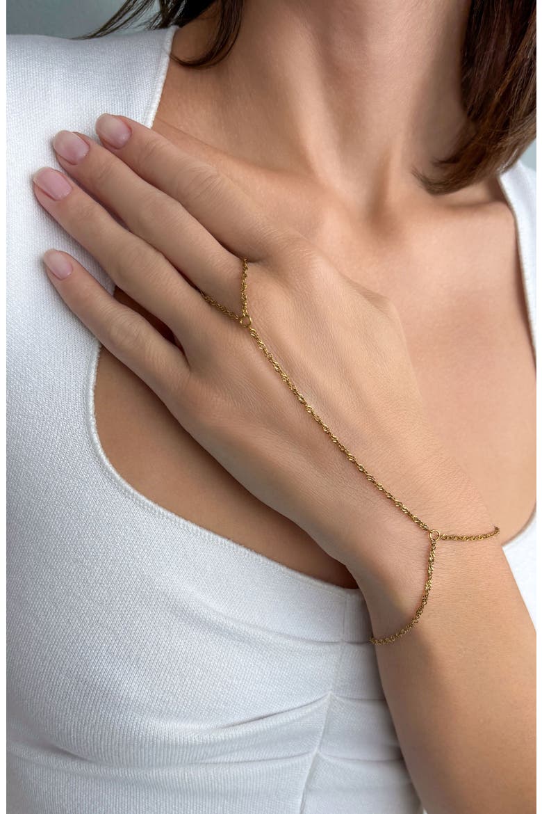 18K Gold Plated Hand Chain Bracelet, Alternate, color, GOLD