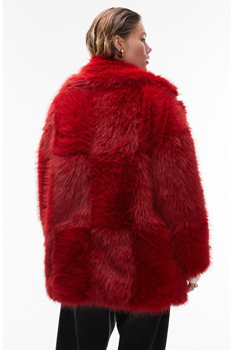 Faux Fur Coat, Alternate, color, RED