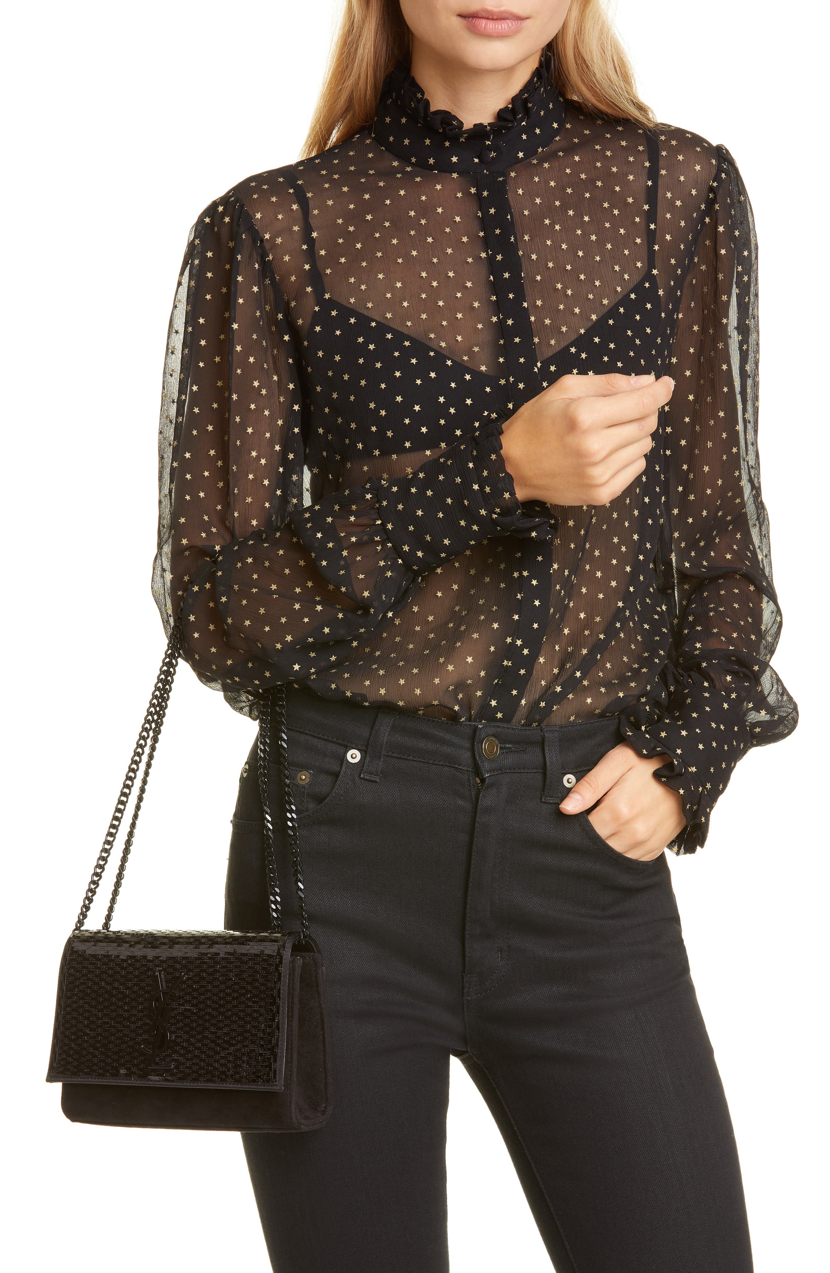 Saint Laurent Kate Paillette Embellished Crossbody Bag, Alternate, color, 