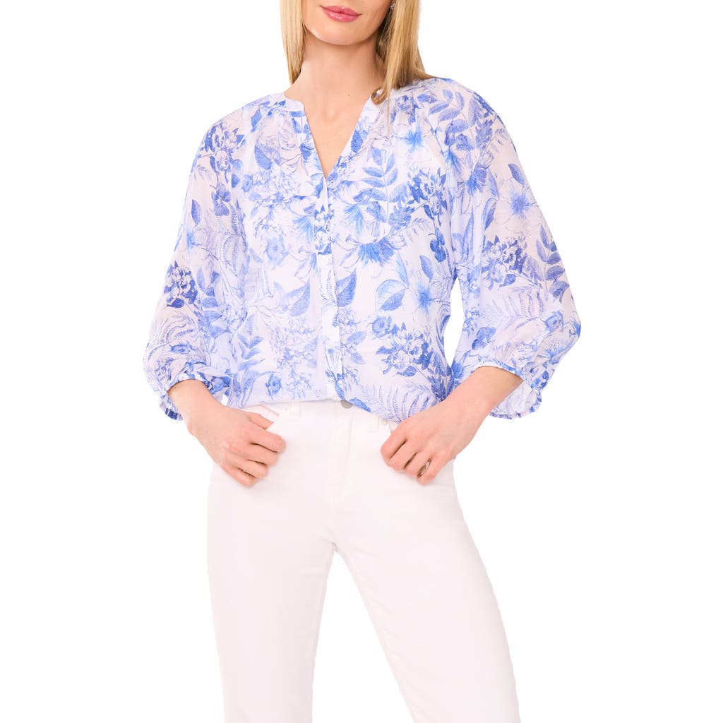 Halogen ® Floral Button-up Shirt In Blue
