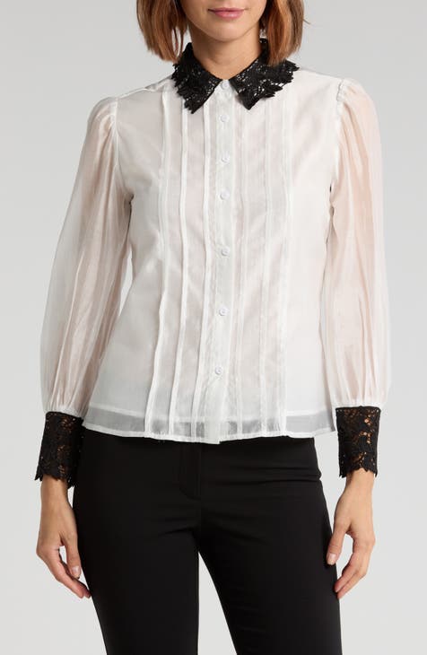 Jaycee Lace Collar Button-Up Shirt