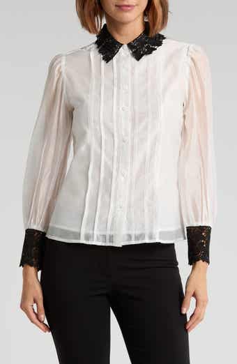 BY DESIGN Jaycee Lace Collar Button-Up Shirt