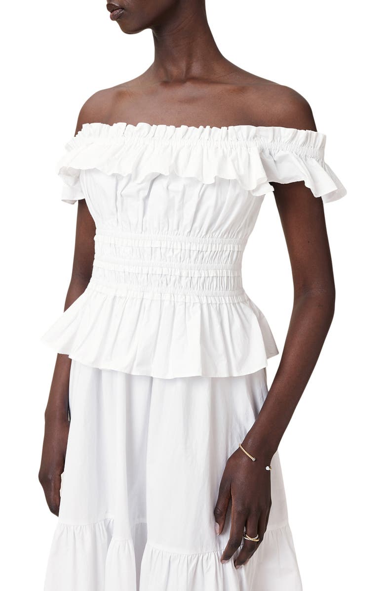 AllSaints Halia Ruffle Cotton Poplin Midi Sundress, Alternate, color, 