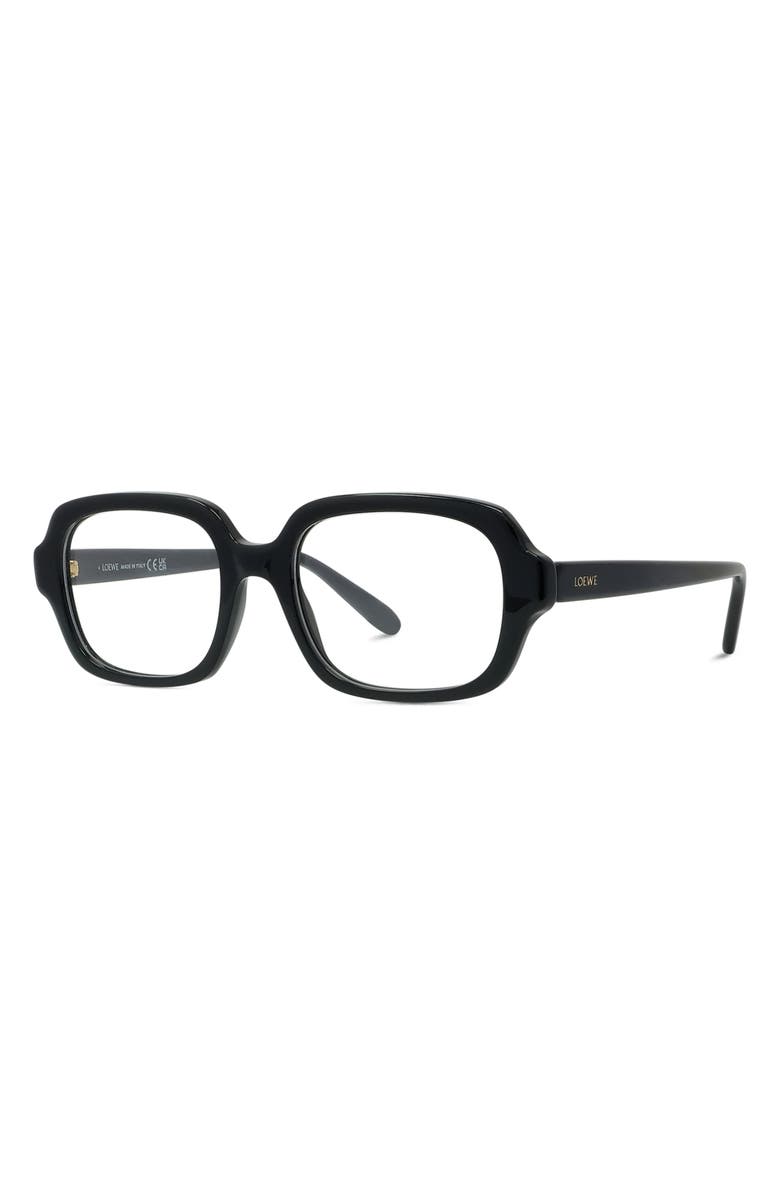 Loewe 53mm Rectangular Optical Glasses, Alternate, color, Shiny Black
