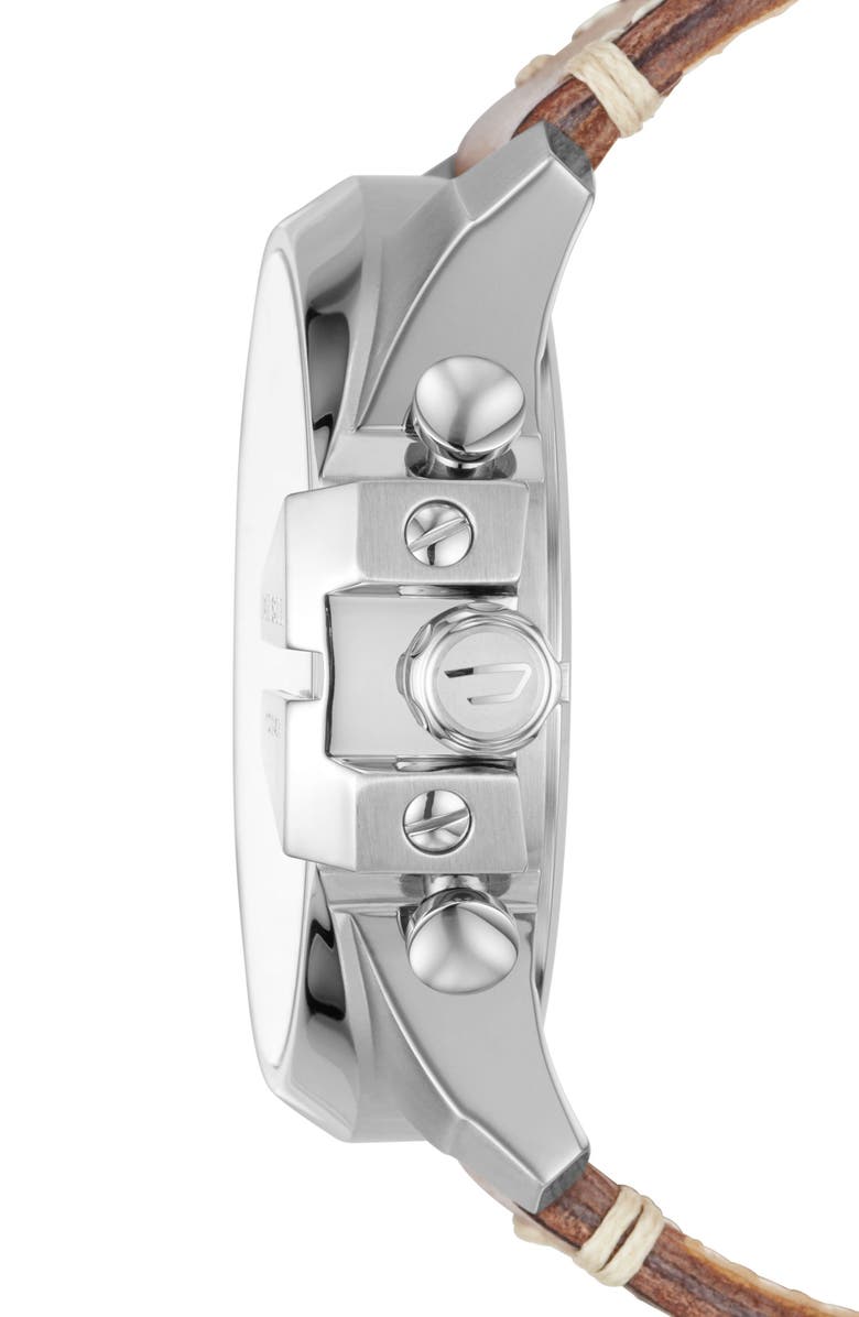 DIESEL<sup>®</sup> Mega Chief Leather Strap Watch, 51mm, Alternate, color, Brown