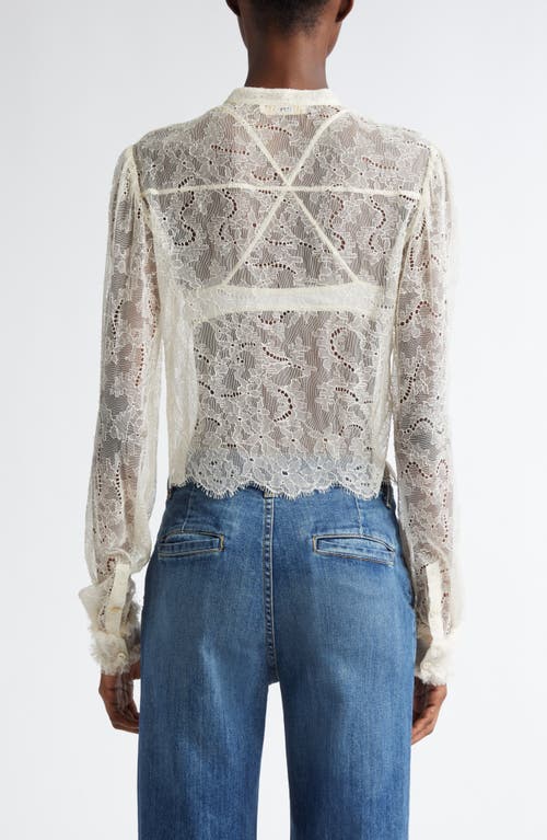 Ulla Johnson Cecile Ruffle Sheer Lace Top In Cowrie
