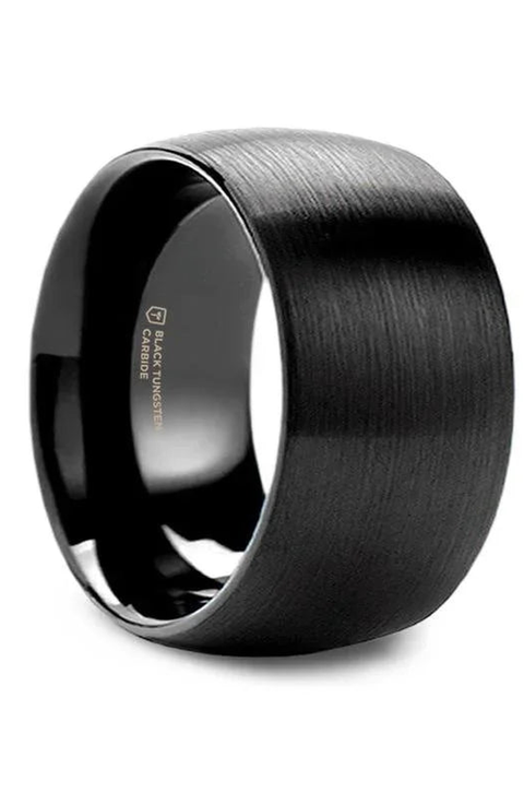 Raider Domed Brush Finished Tungsten Wedding Band