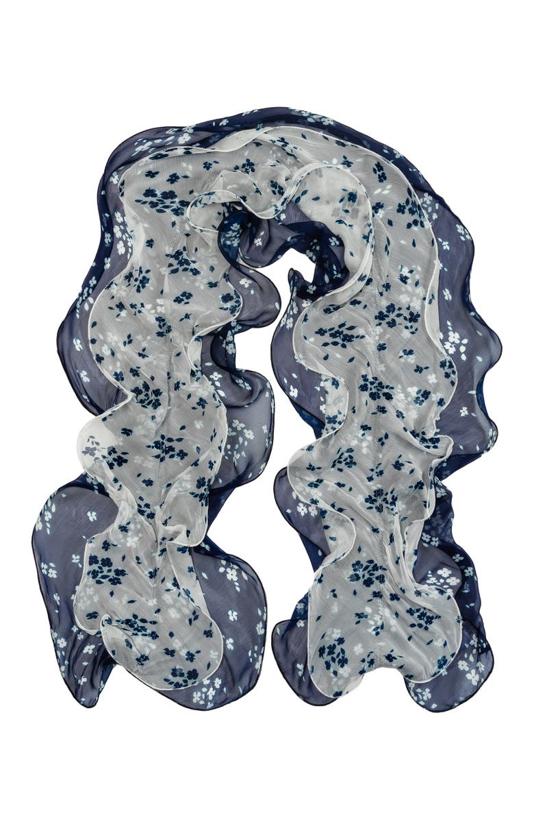 Lauren Ralph Lauren Floral Double Ruffle, Alternate, color, Navy