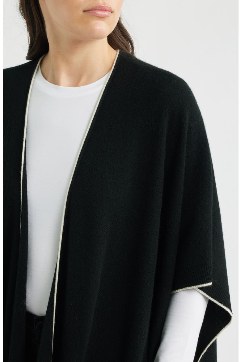 Tipped Cashmere Cape, Alternate, color, BLACK