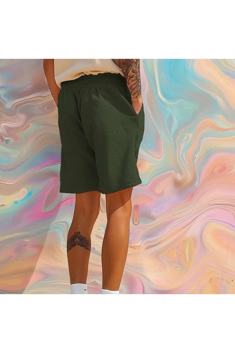Mens Ghost Relaxed Fleece Sweat Elastic Shorts, Alternate, color, Mil Green