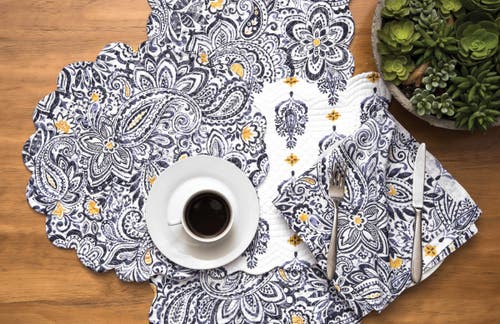 C & F Home C&f Home Serena Cotton Placemats Set Of 6, 13" X 19" In Blue