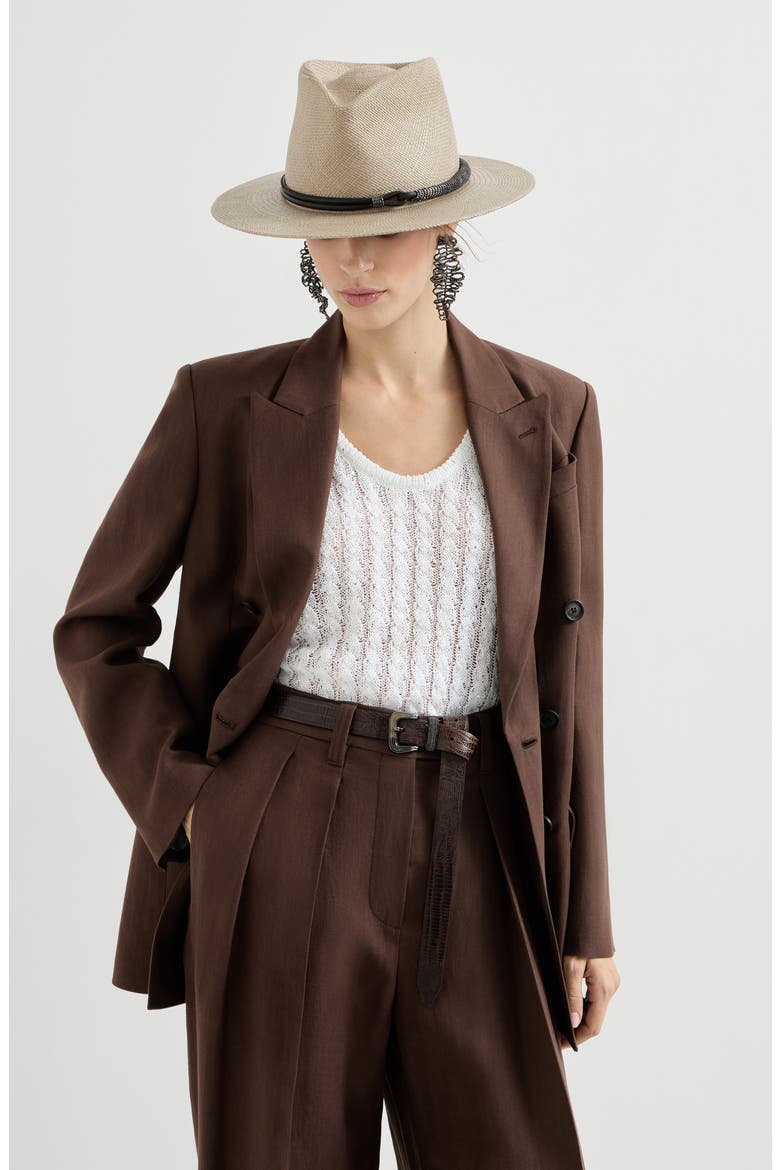 Fluid twill blazer, Alternate, color, Cocoa