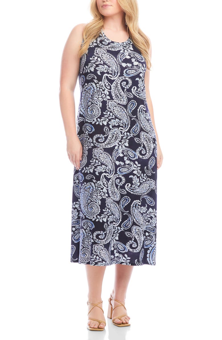 Karen Kane Paisley Sleeveless Jersey Midi Dress, Main, color, Paisley