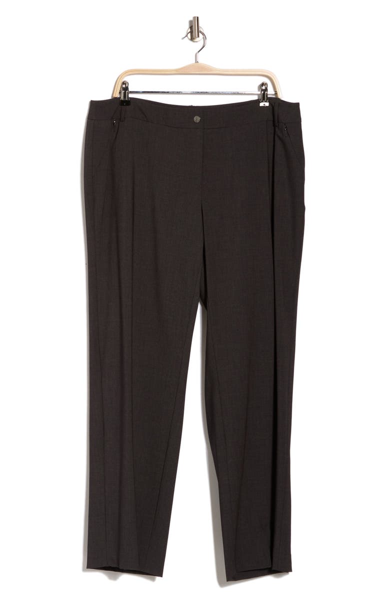 Calvin Klein Woven Flat Front Pants, Alternate, color, Charcoal