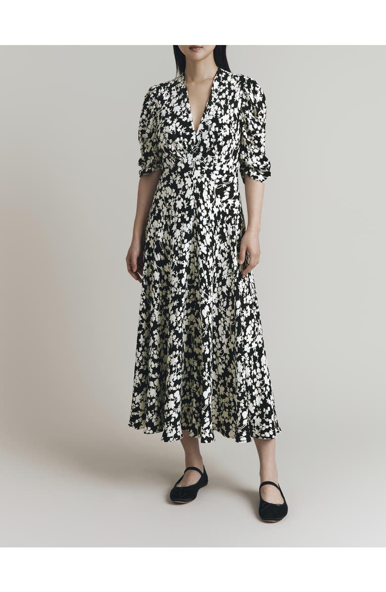 Ghost London Madi Crepe Floral Midi Dress, Alternate, color, Mono Floral