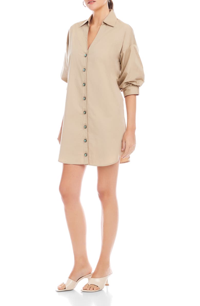 FIFTEEN TWENTY Phoebe Lantern Sleeve Shirtdress, Alternate, color, Stone