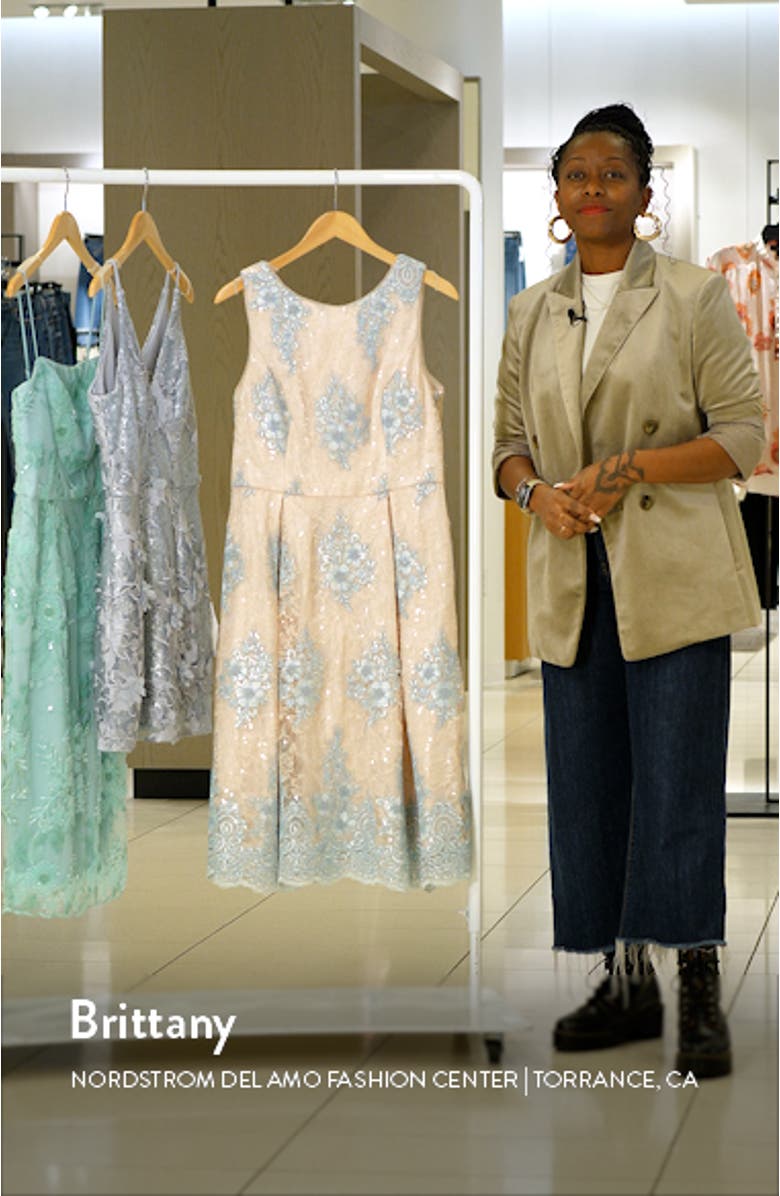 Floral Embroidered Midi Fit & Flare Dress, sales video thumbnail