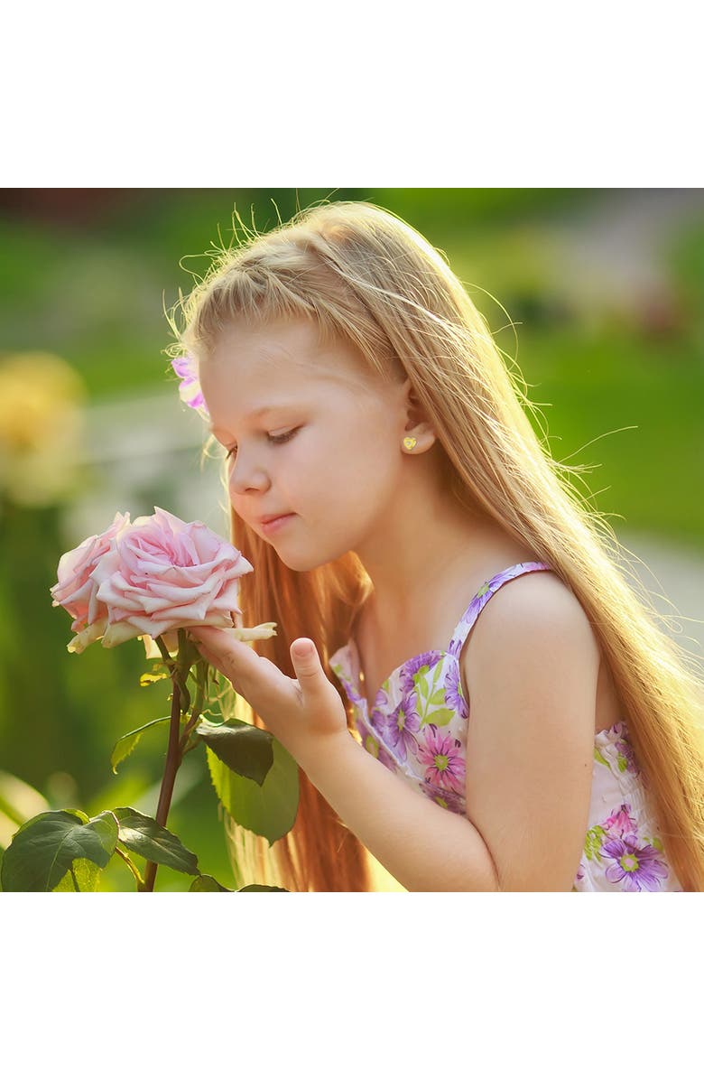 In Season Jewelry 14k Heart Cubic Zirconia Little Earrings, Alternate, color, Gold