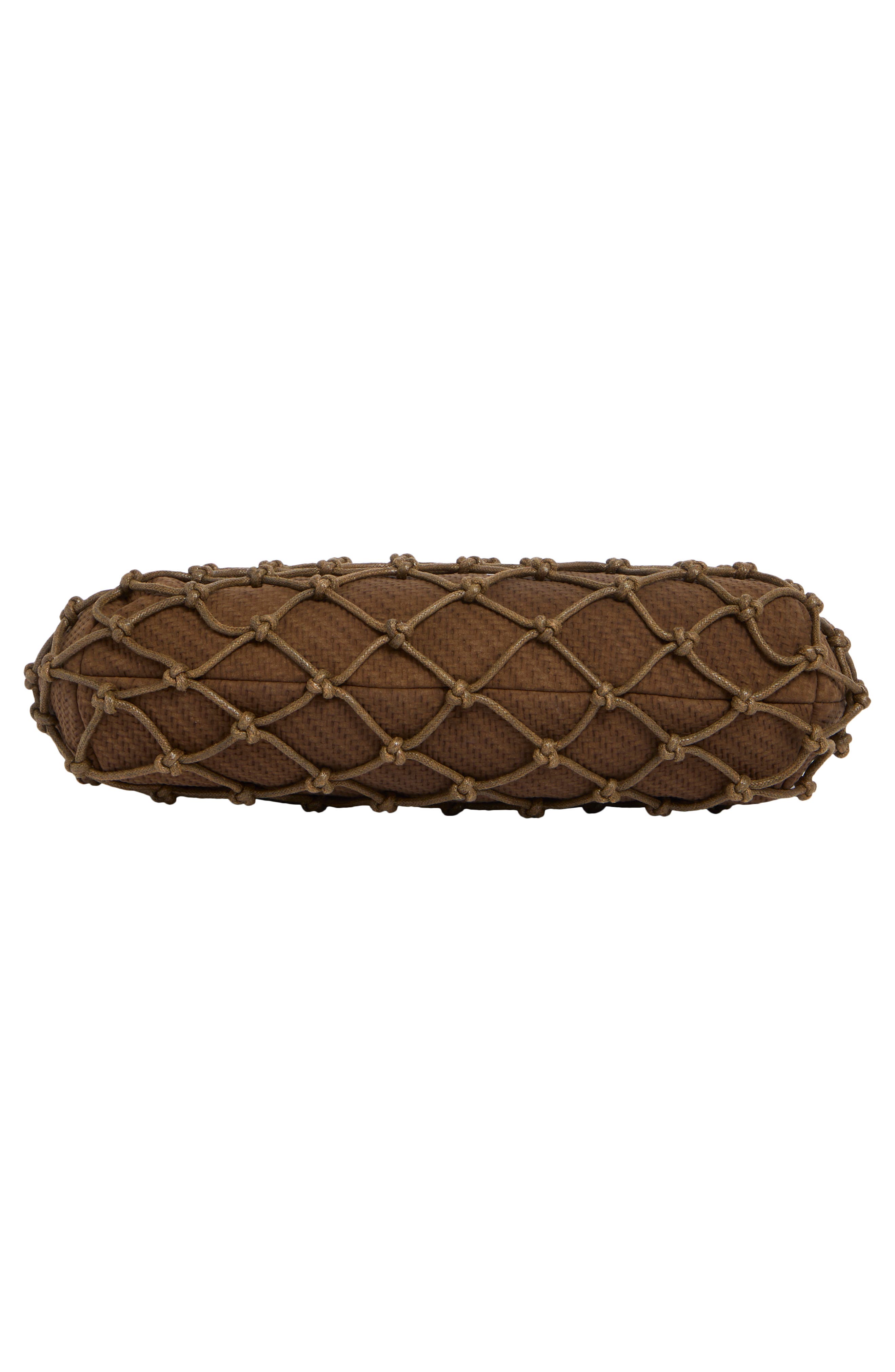 Positano Straw & Faux Leather Shoulder Bag, Alternate, color, CHOCOLATE