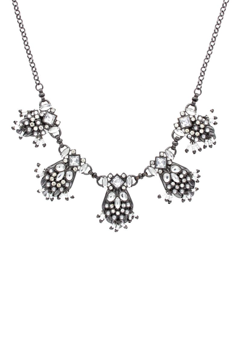 Amalia Collage Necklace, Main, color, GUNMETAL / CLEAR