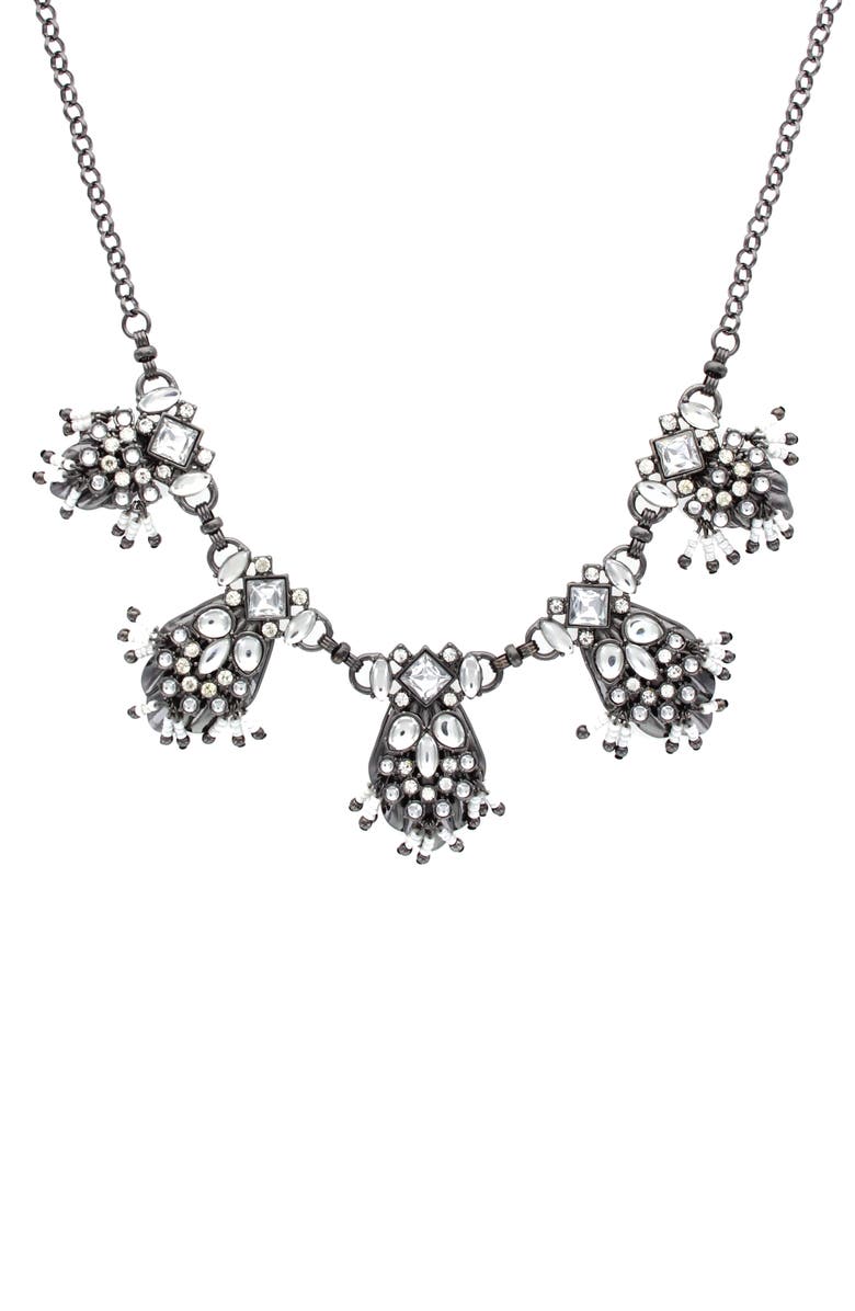 OLIVIA WELLES Amalia Collage Necklace, Main, color, Gunmetal / Clear