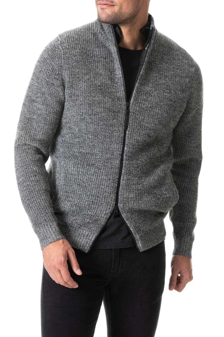Halcombe Full Zip Wool Sweater, Main, color, DALAMATIAN