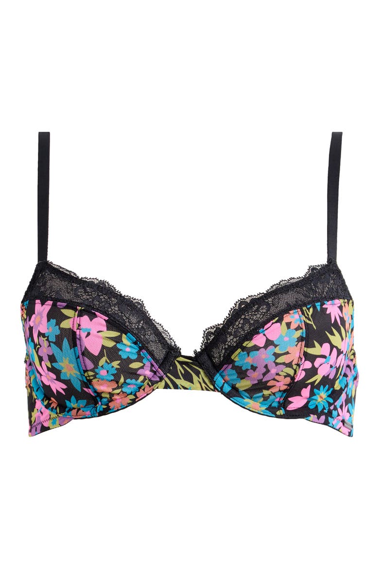 Hopelace Romantic Unlined Demi Bra, Alternate, color, BLACK CAVIAR FLOWER DITZ PRINT