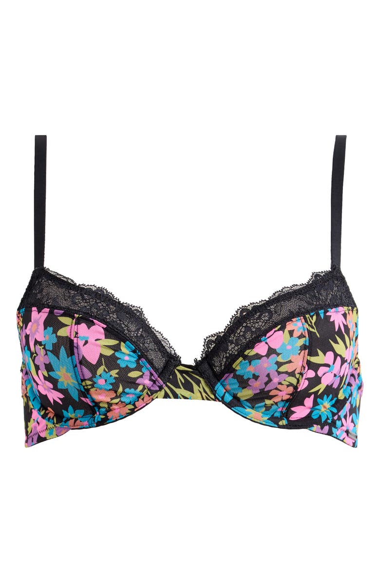 SAVAGE X FENTY Hopelace Romantic Unlined Demi Bra, Alternate, color, Black Caviar Flower Ditz Print