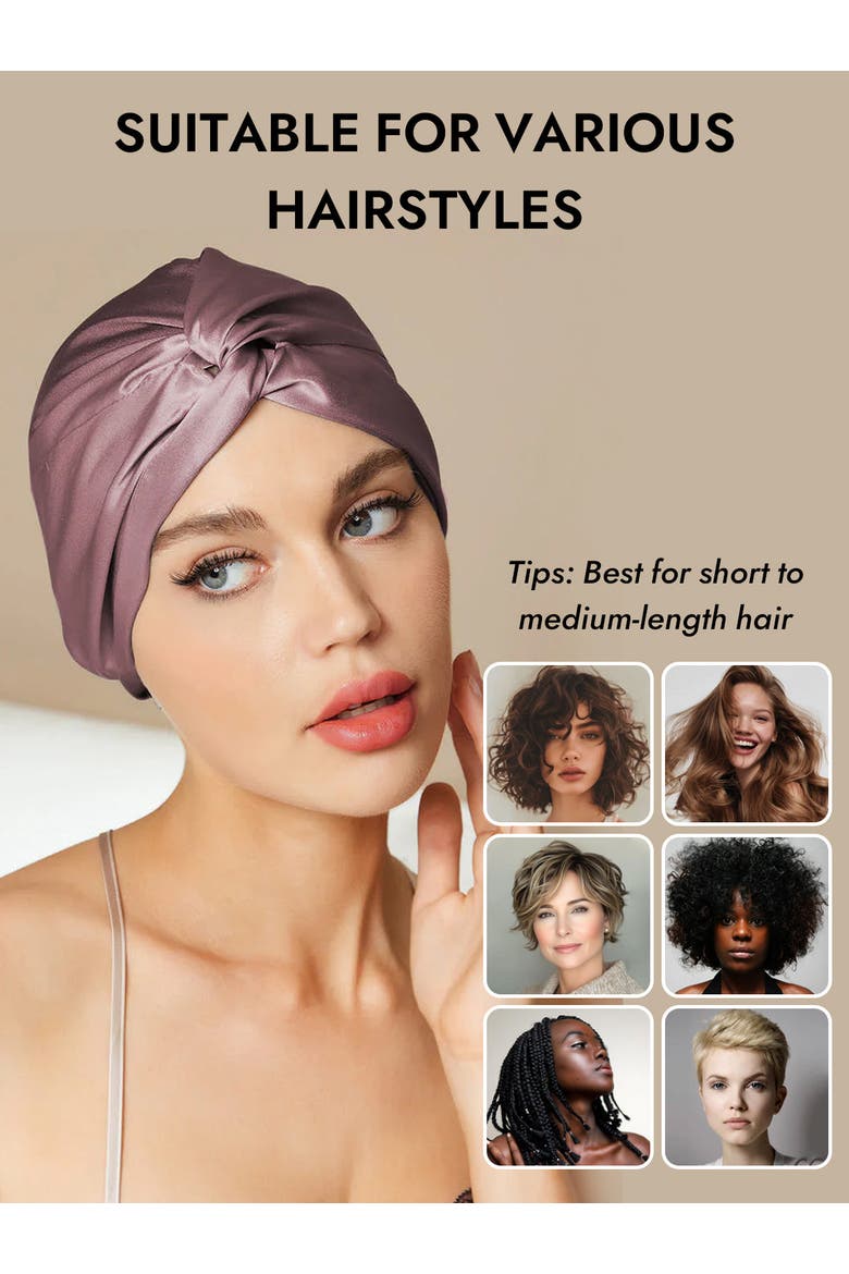 Silk Bonnet & Scrunchie Set for Sleep & Styling, Alternate, color, PaleMauve White