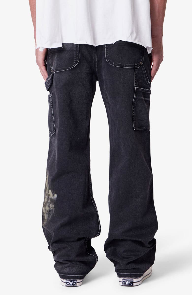 mnml Baggy Fit Painted Distressed Cotton Canvas Carpenter Pants, Alternate, color, 