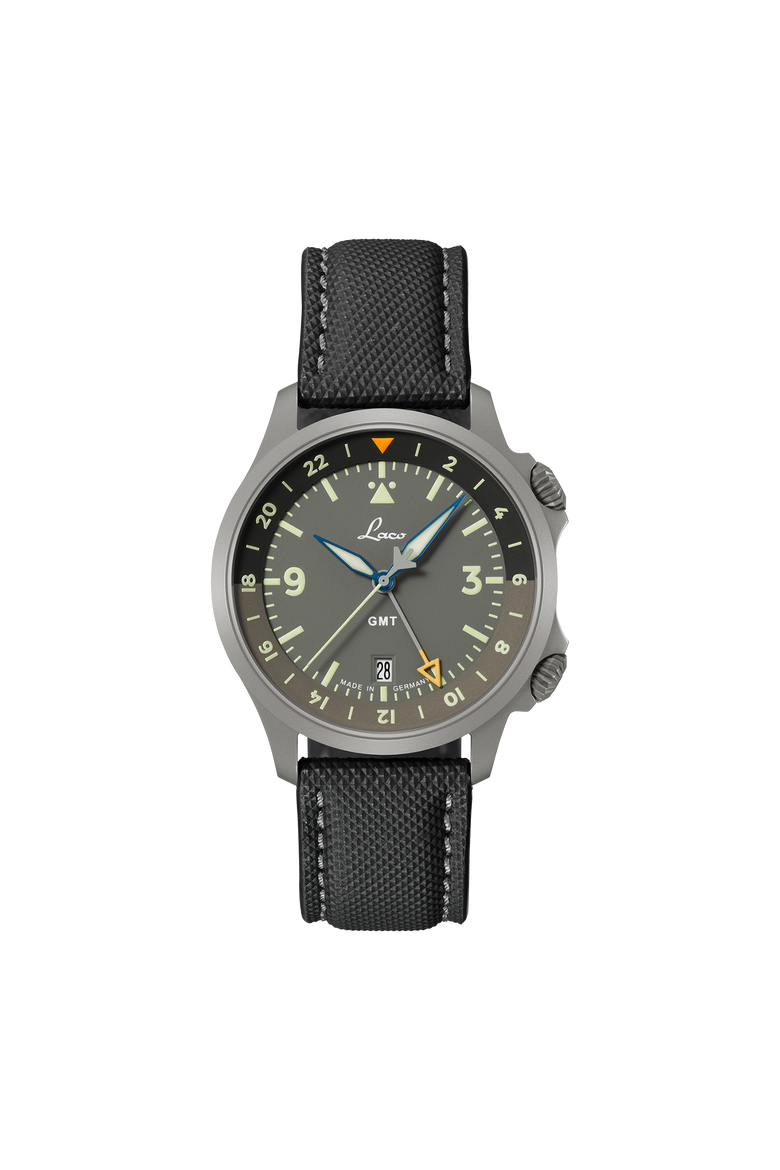 Frankfurt 40 MM, GMT, Gray Dial,  Black Fibertech Strap, Automatic Watch, Main, color, Gray, Black and Orange