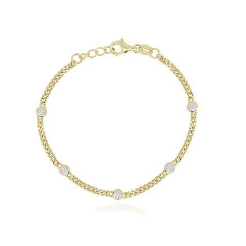 CZ Station Curb Chain Bracelet