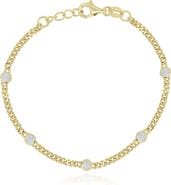 The Lovery Fine Jewelry CZ Station Curb Chain Bracelet