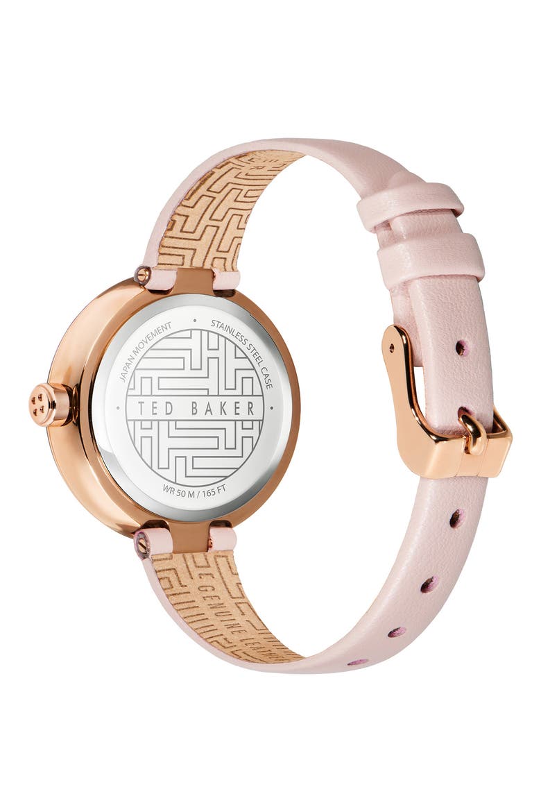 Lenara Leather Strap Watch, 28mm, Alternate, color, PINK