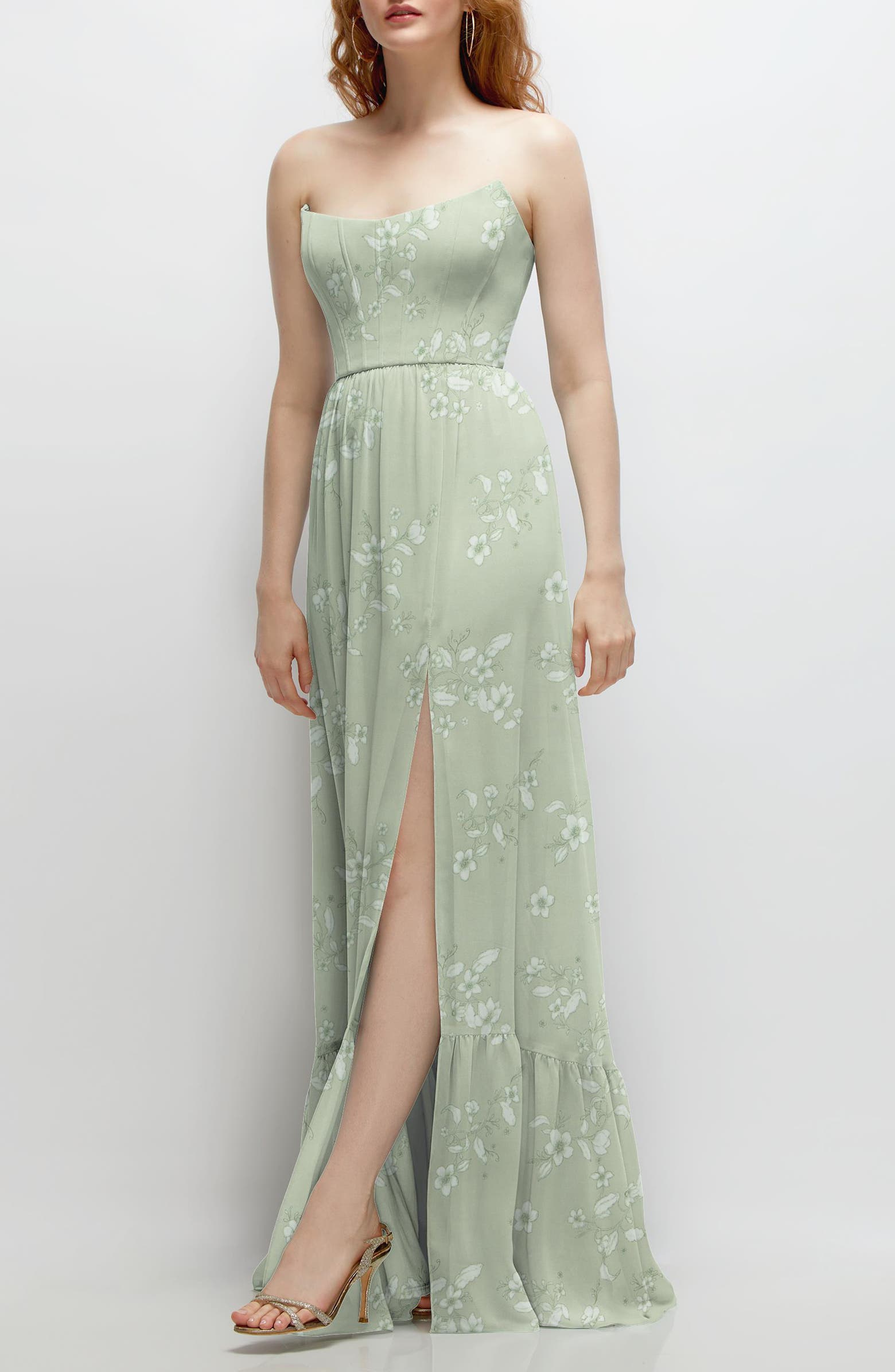 Dessy Collection Strapless Corset Chiffon Gown | Nordstrom