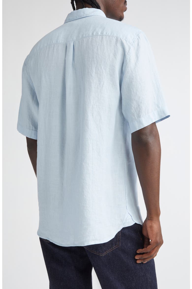 Short Sleeve Linen Button-Up Shirt, Alternate, color, LIGHT BLUE25