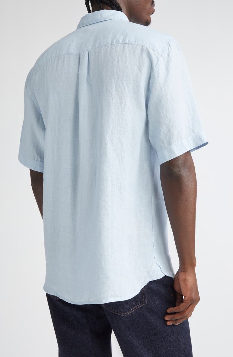 Sunspel Short Sleeve Linen Button-Up Shirt, Alternate, color, Light Blue25