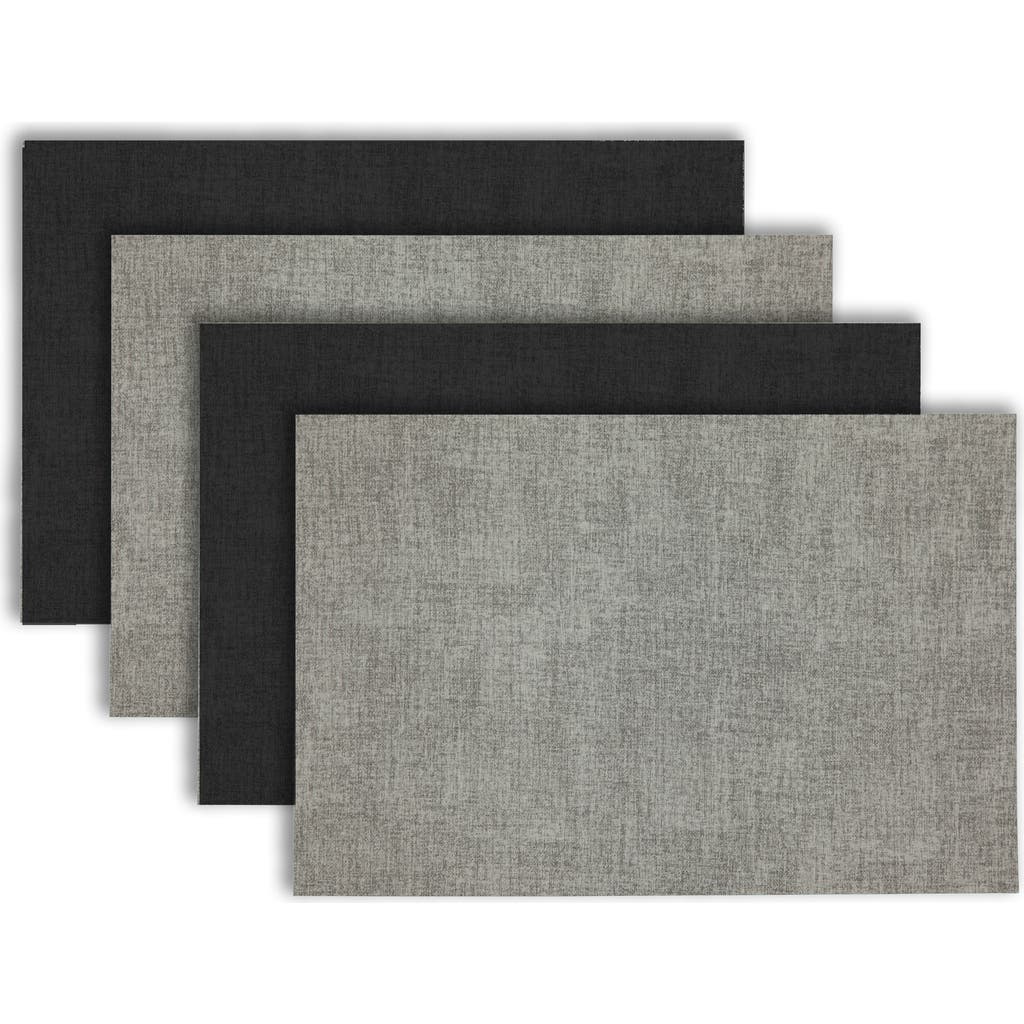 Dainty Home Faux Leather Reversible Set Of 4 Placemats In Reversible Grey