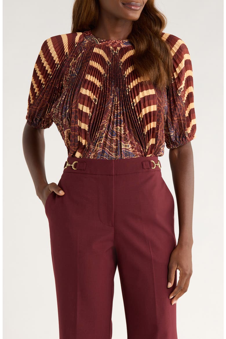 Dafne Pleated Top, Main, color, TOPAZ
