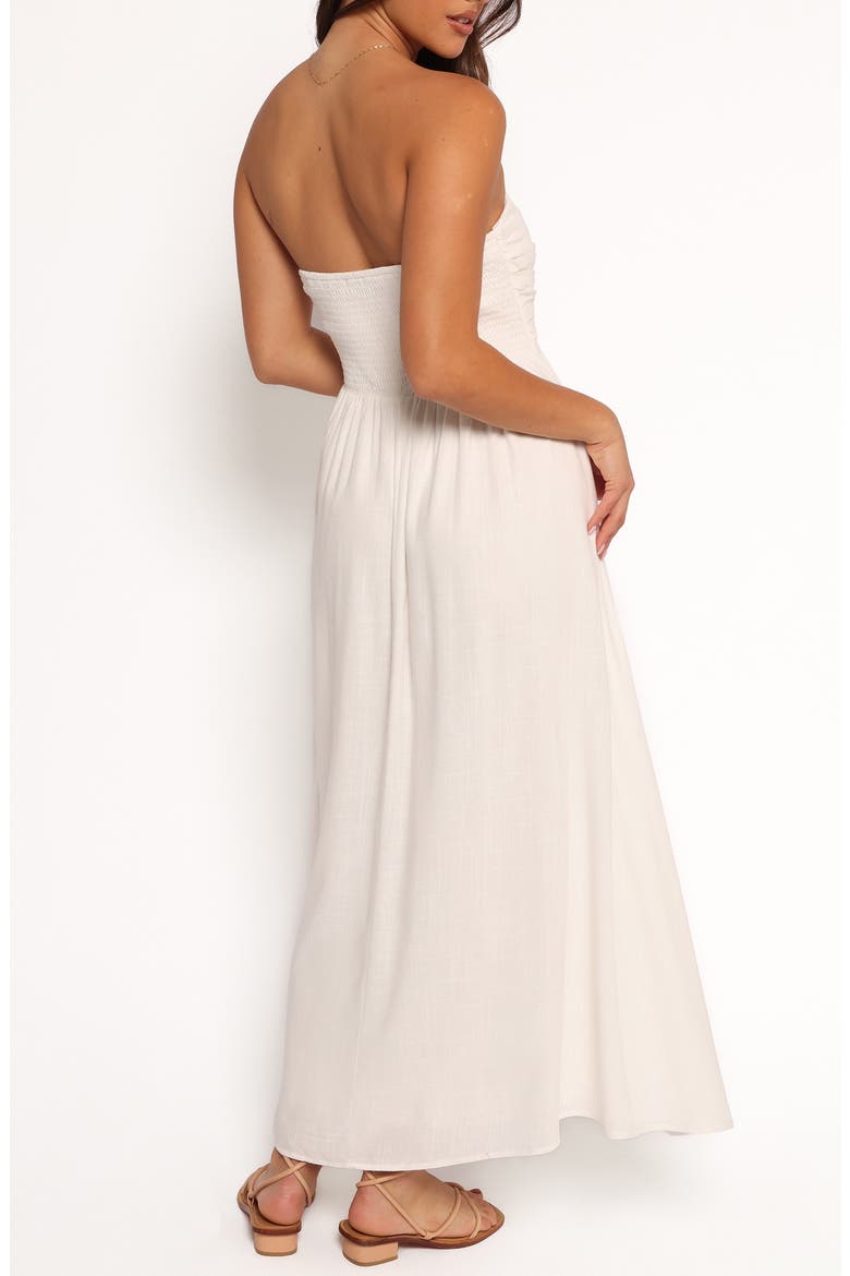 Kayt Strapless Linen Blend Maxi Sundress, Alternate, color, WHITE