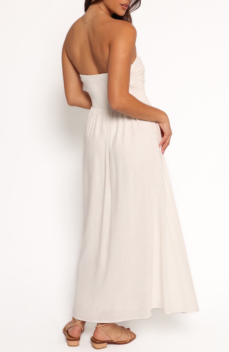 Petal & Pup Kayt Strapless Linen Blend Maxi Sundress, Alternate, color, White