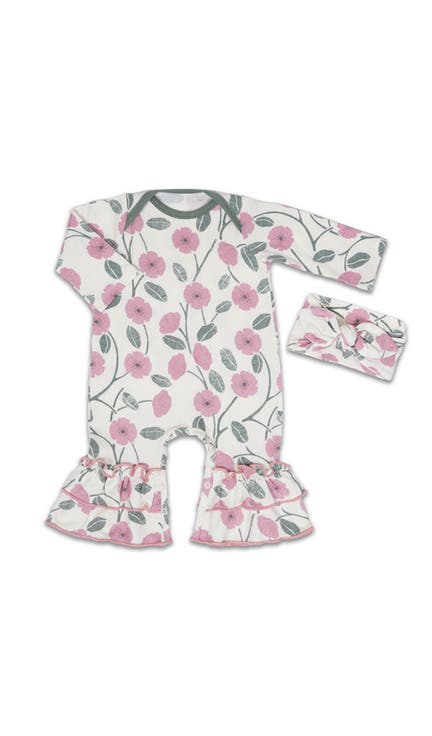 Ruffle Romper & Head Wrap Set