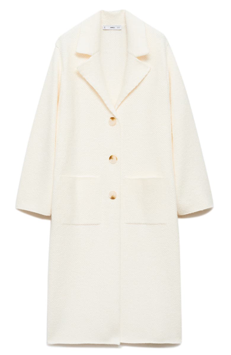 MANGO Longline Sweater Coat, Alternate, color, Ecru