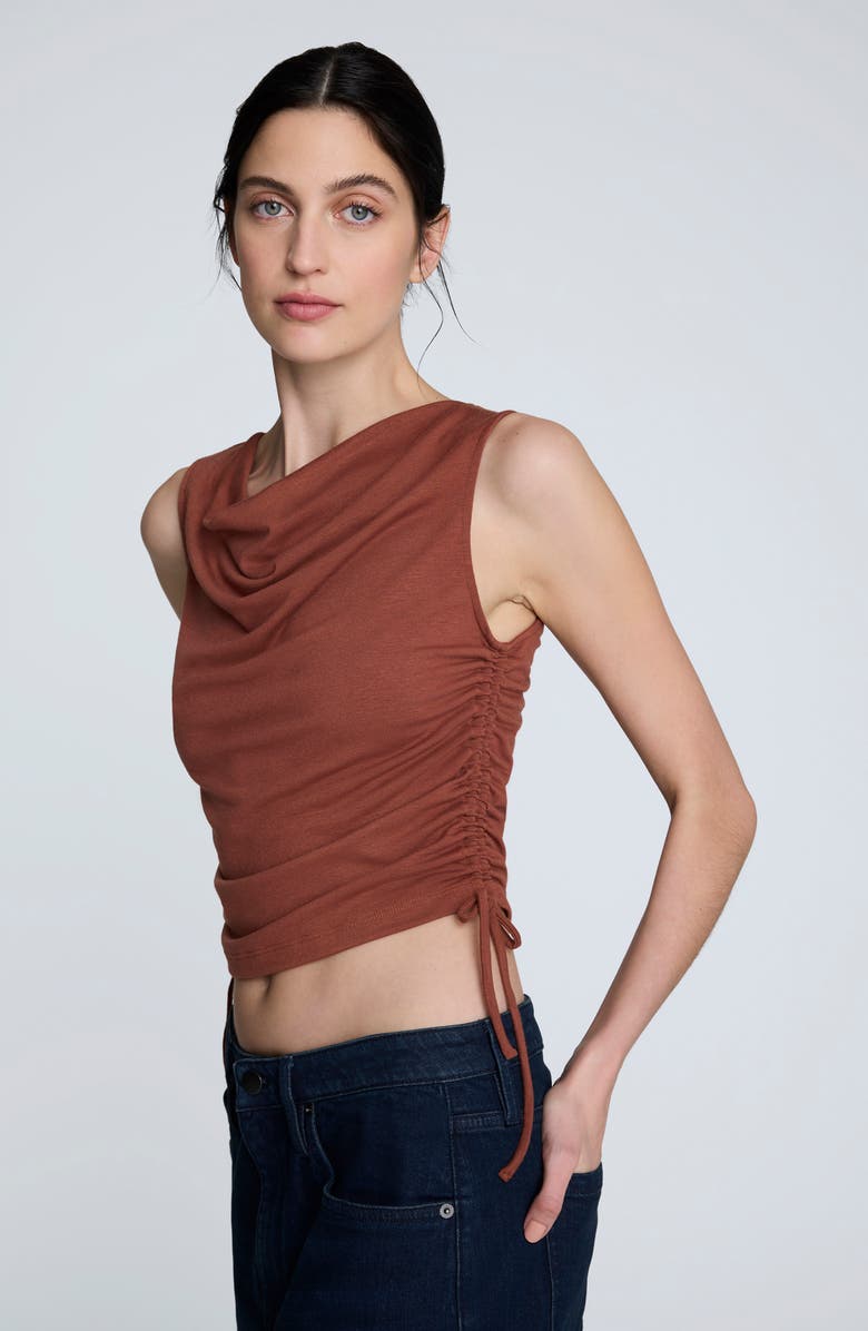 Kenneth Cole Ruched Jersey Crop Tank, Alternate, color, Russet
