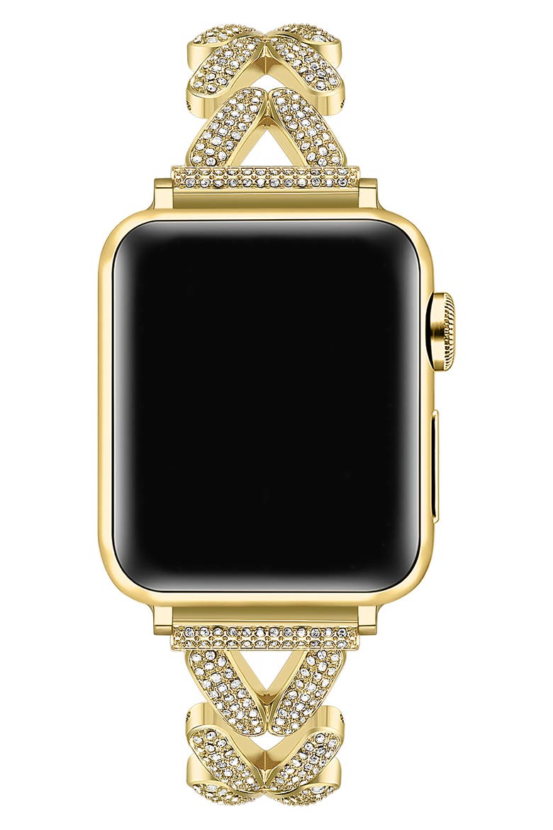 Valentina Stainless Steel & Rhinestone Apple Watch® Bracelet Watchband, Alternate, color, GOLD