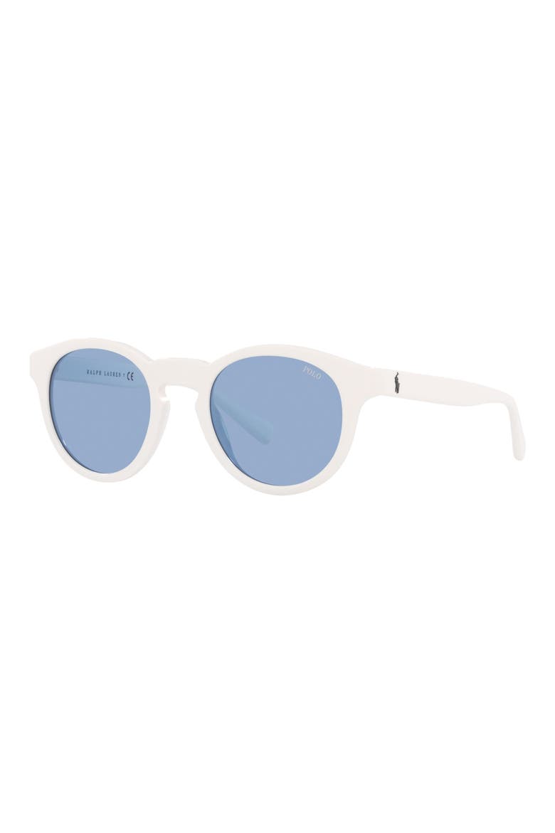 49mm Round Sunglasses, Alternate, color, WHITE